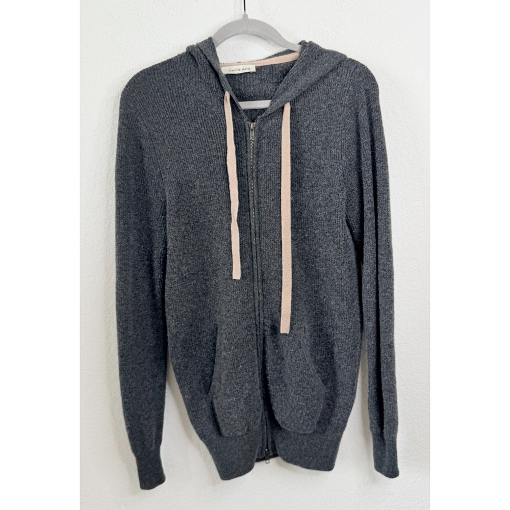 Gentle Herd Wool Cashmere Hoodie Zip Up Sweater Men's S Rib Knit Minimalist
